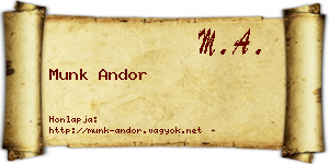 Munk Andor névjegykártya